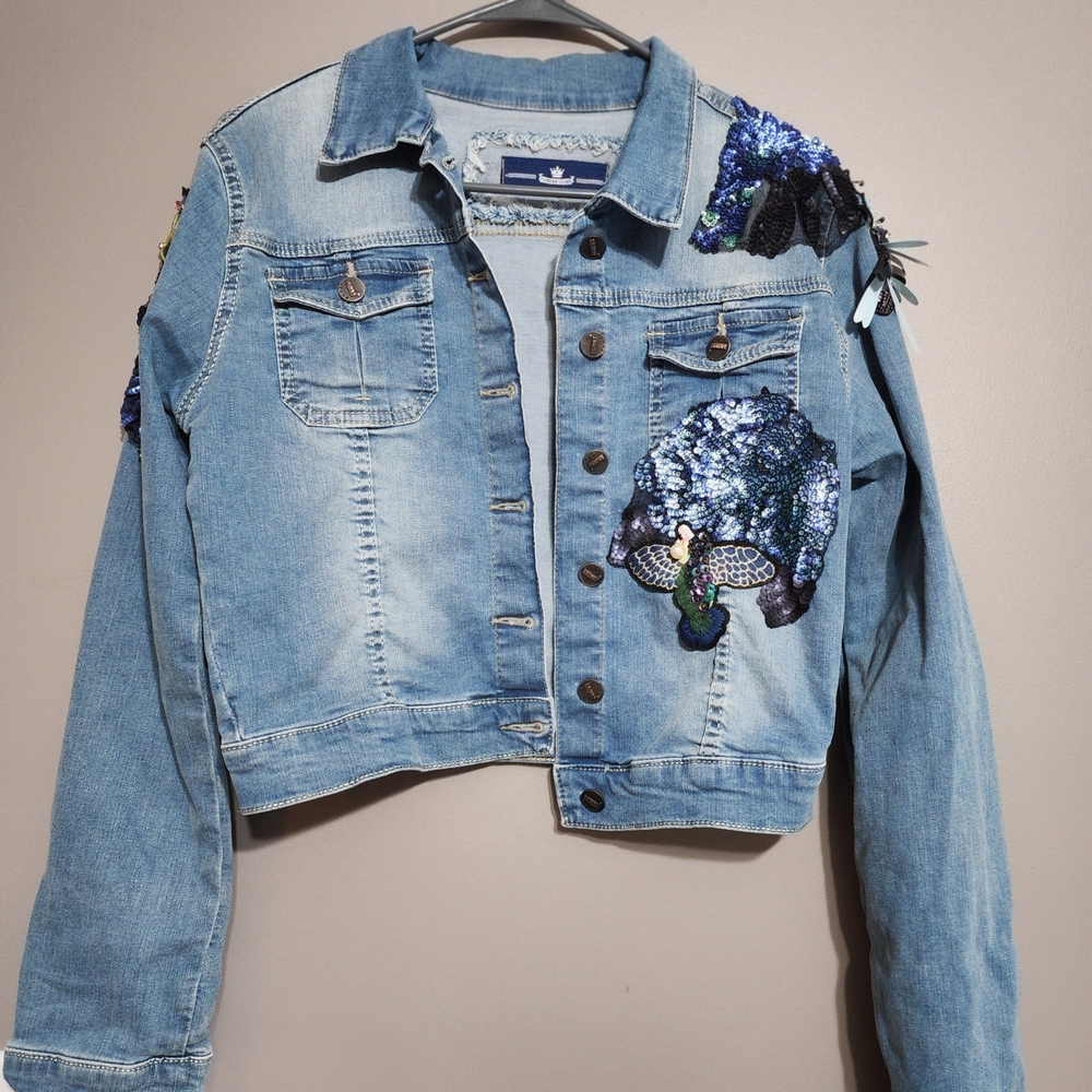 Forever Young Kids' Blue Denim Jacket with Sequin Accents